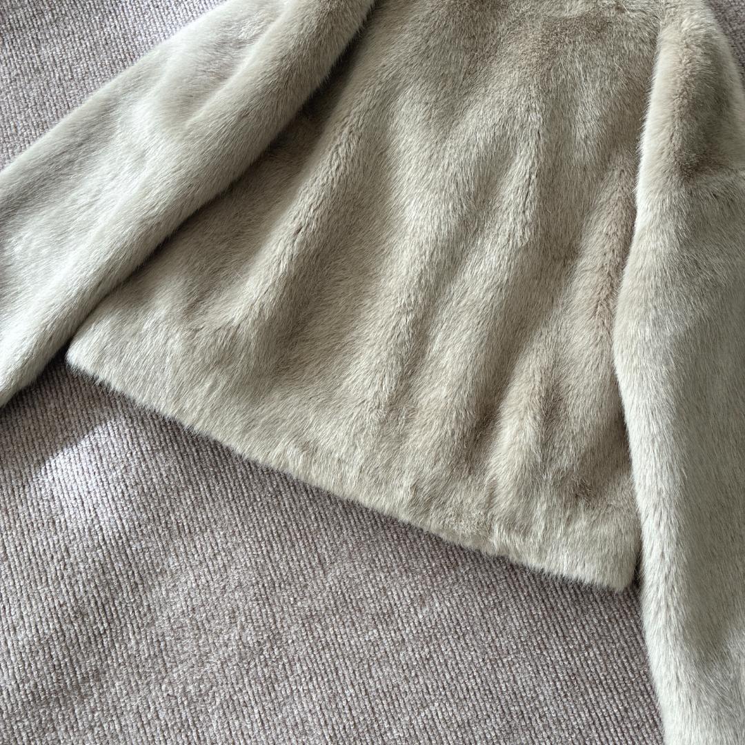 美品 近年 ルルウィルビー♡エコファー コート ジャケット ショールカラー 2