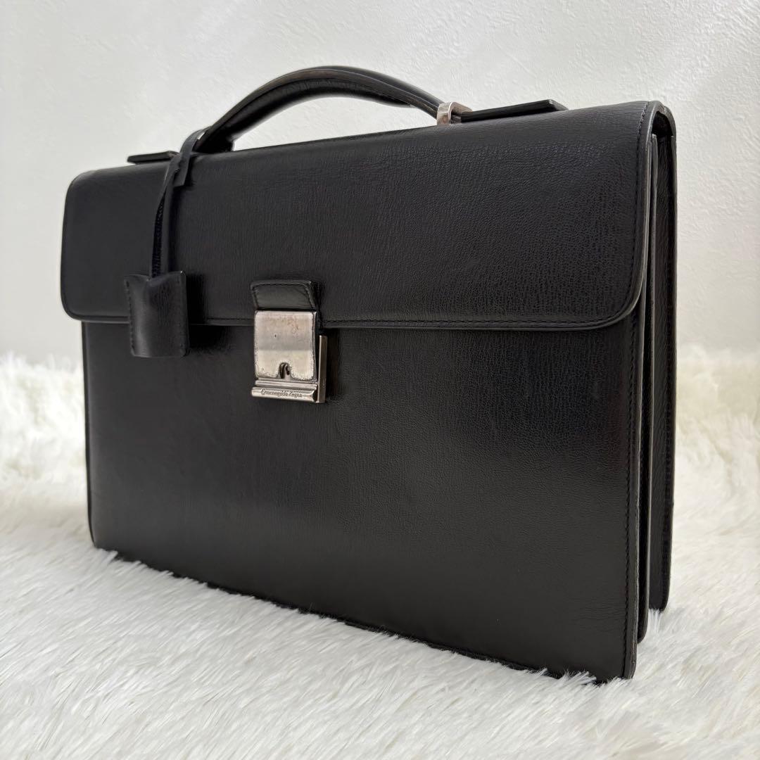 エルメネジルドゼニア コンパクトブリーフケース ダレスバッグ イタリア製 鍵付き