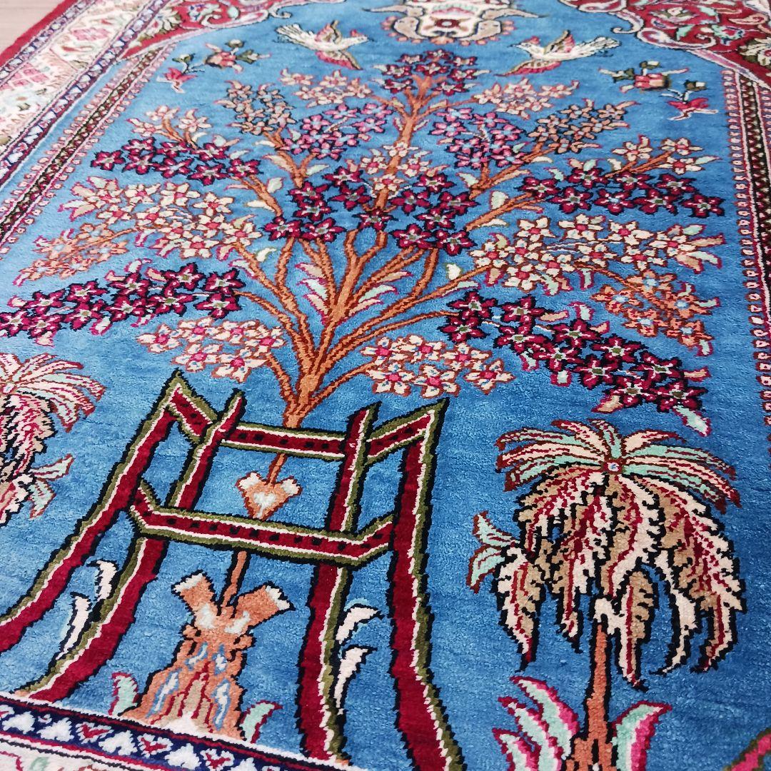 Y3200 高級ペルシャ絨毯 クム産 シルク100% 手織り100万ノット