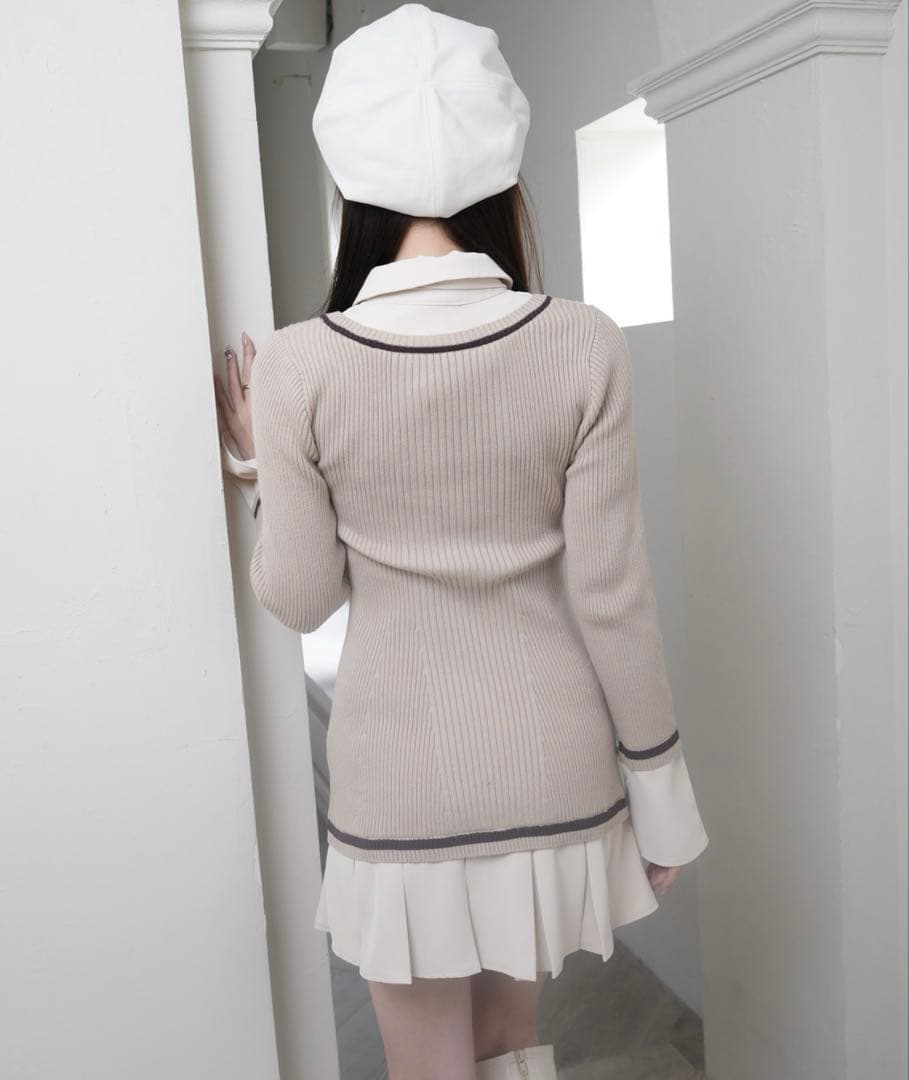 シャツドッキングプリーツワンピース