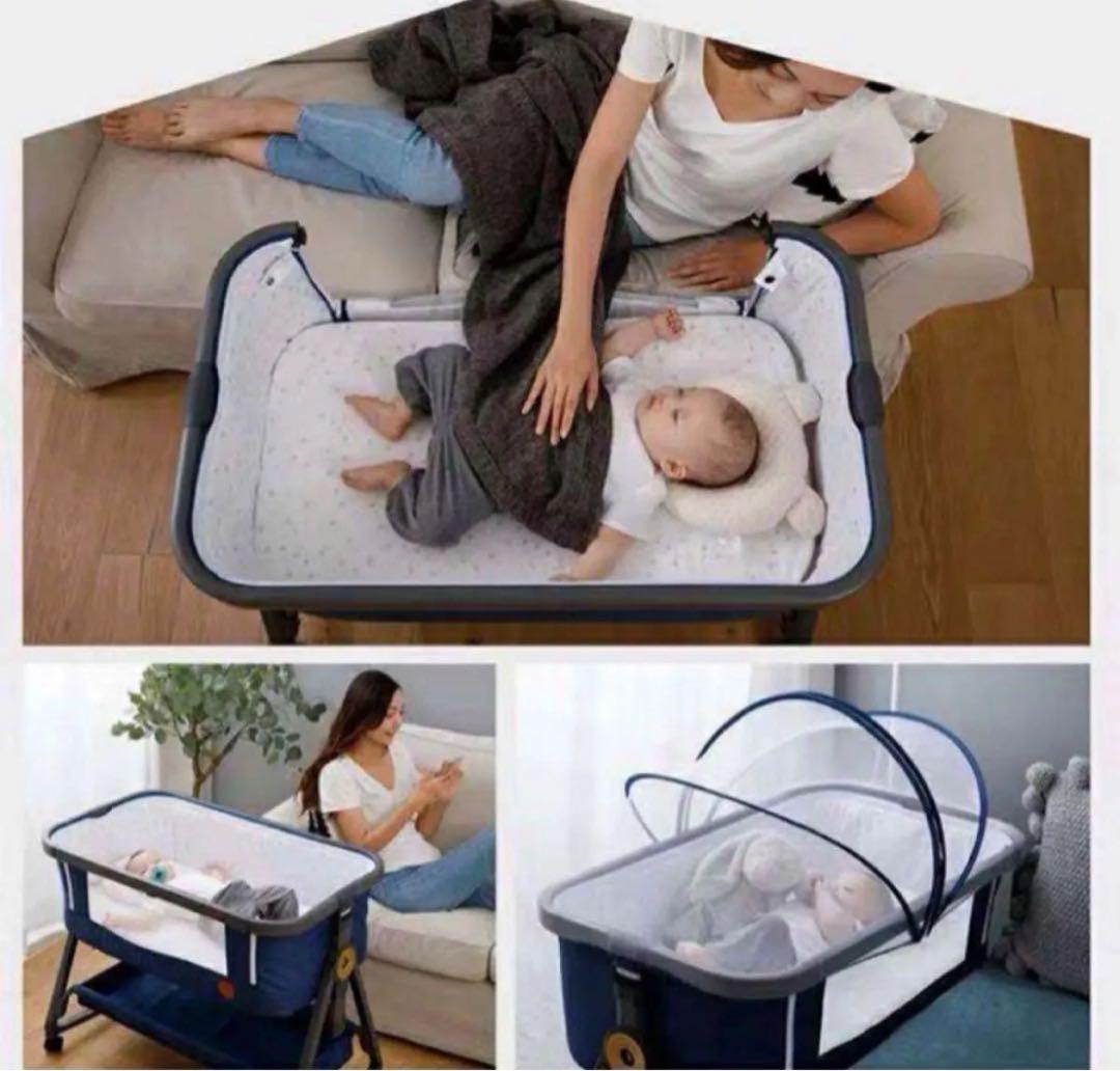 HZDMJベビーベッド 折りたたみ式 付属品完備 説明書 収納袋付　カバー洗濯済