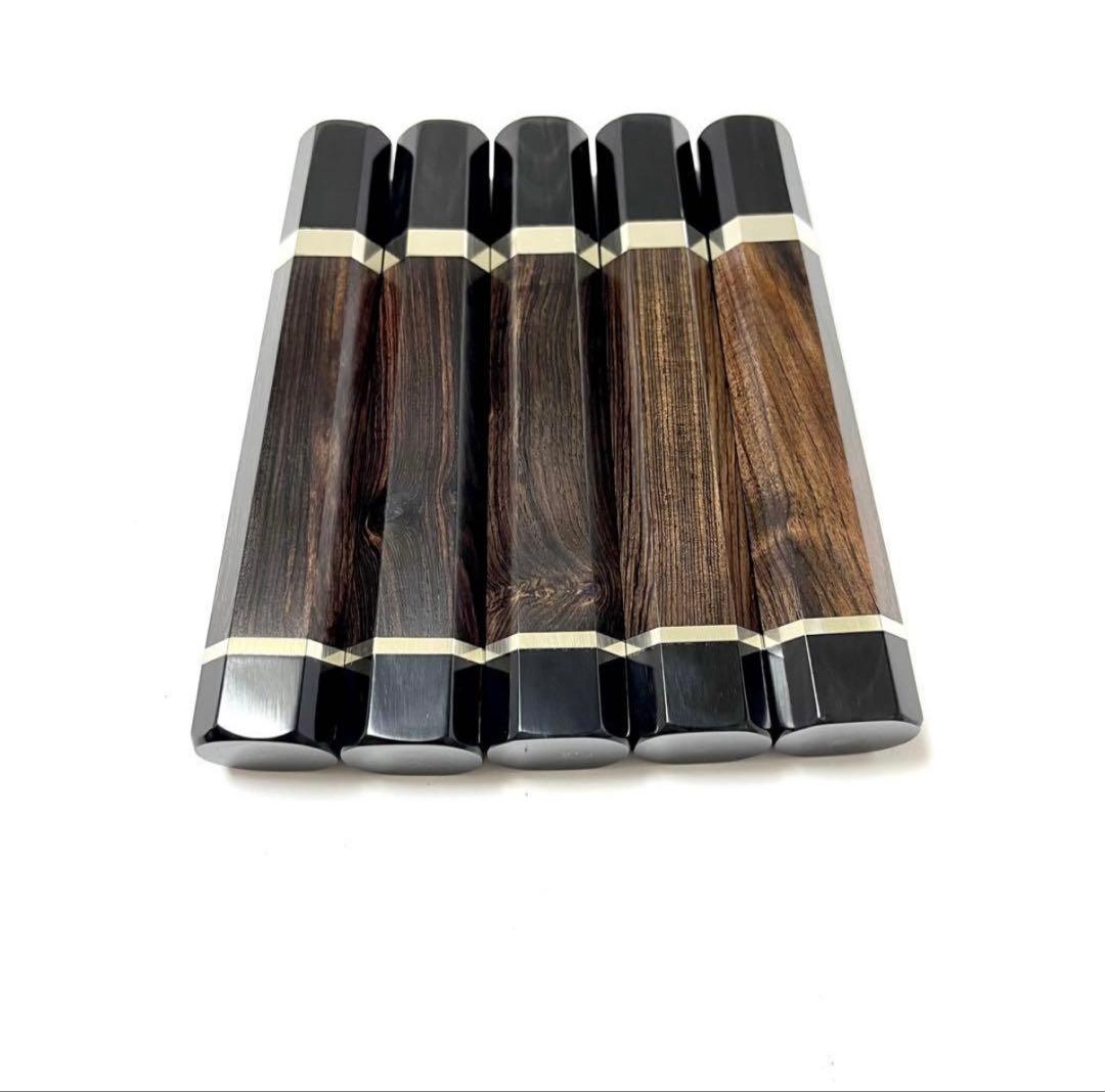 5本セット 二段銀巻 黒水牛角 柳刃270 黒檀八角柄 柳刃9寸 包丁の柄