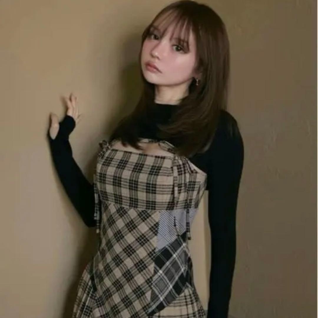 ワンピース ANDMARY Nadia check long dress Beige