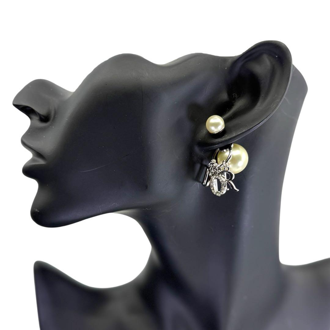 【美品☆箱付き】ディオール　トライバル　パール　ピアス　シルバー　片耳