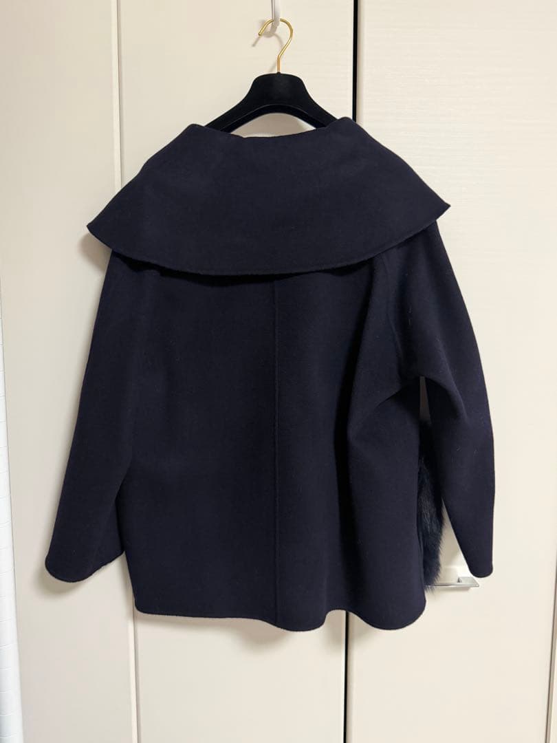 u-big石井毛皮ウールダブルフェイスショールカラー FOXポケットコート