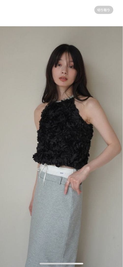 新品エイミーイストワールボリュームフラワーモチーフアメスリトップス