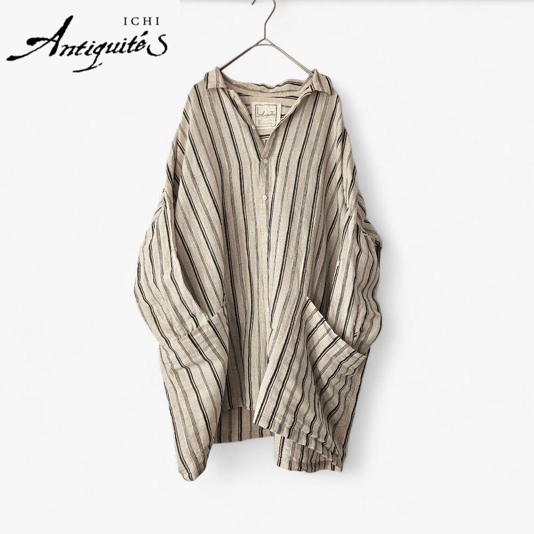 ICHI Antiquitès コットンリネン ワイドシャツチュニック
