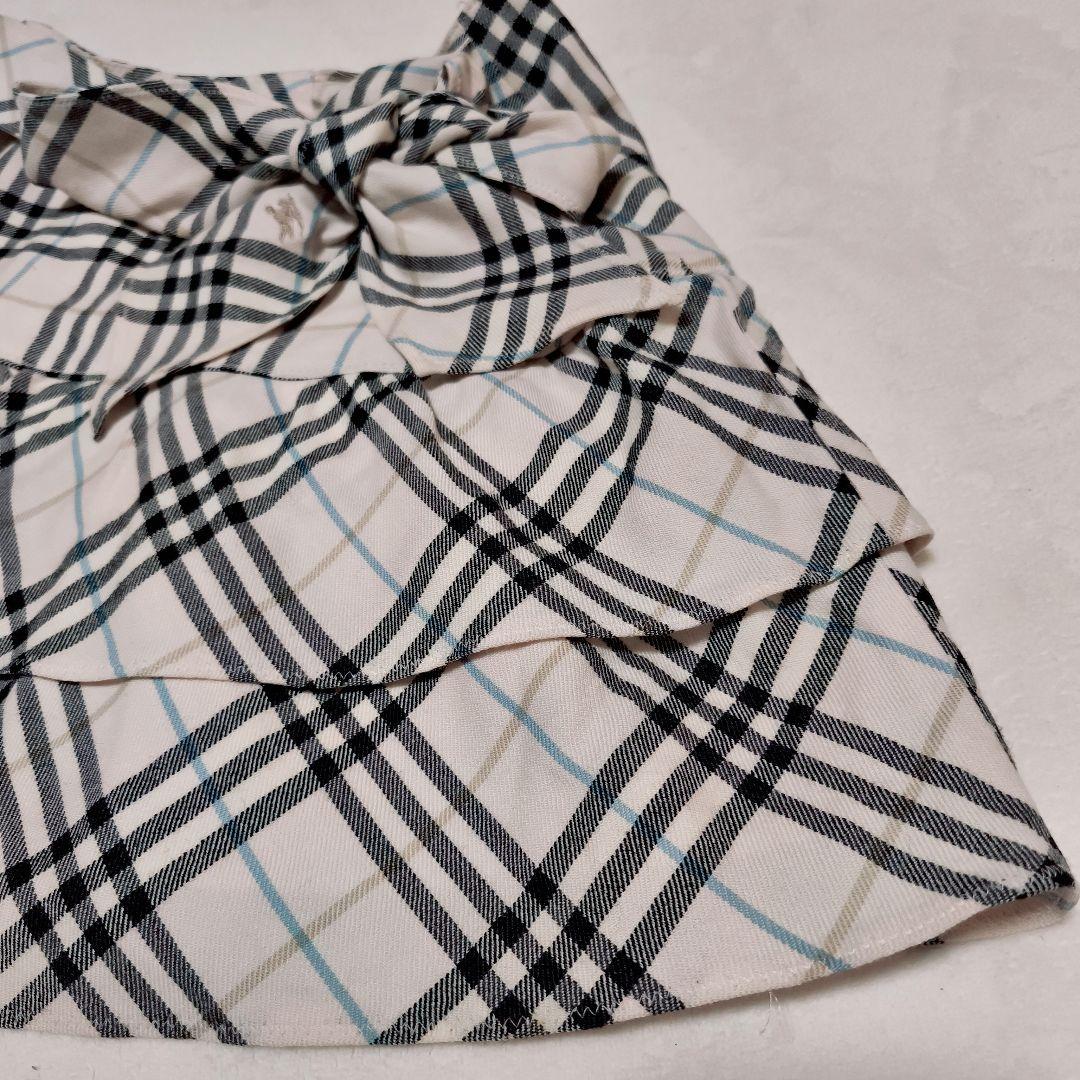 BURBERRY　ブルーレーベル　ノバチェック柄　ミニスカート リボン付
