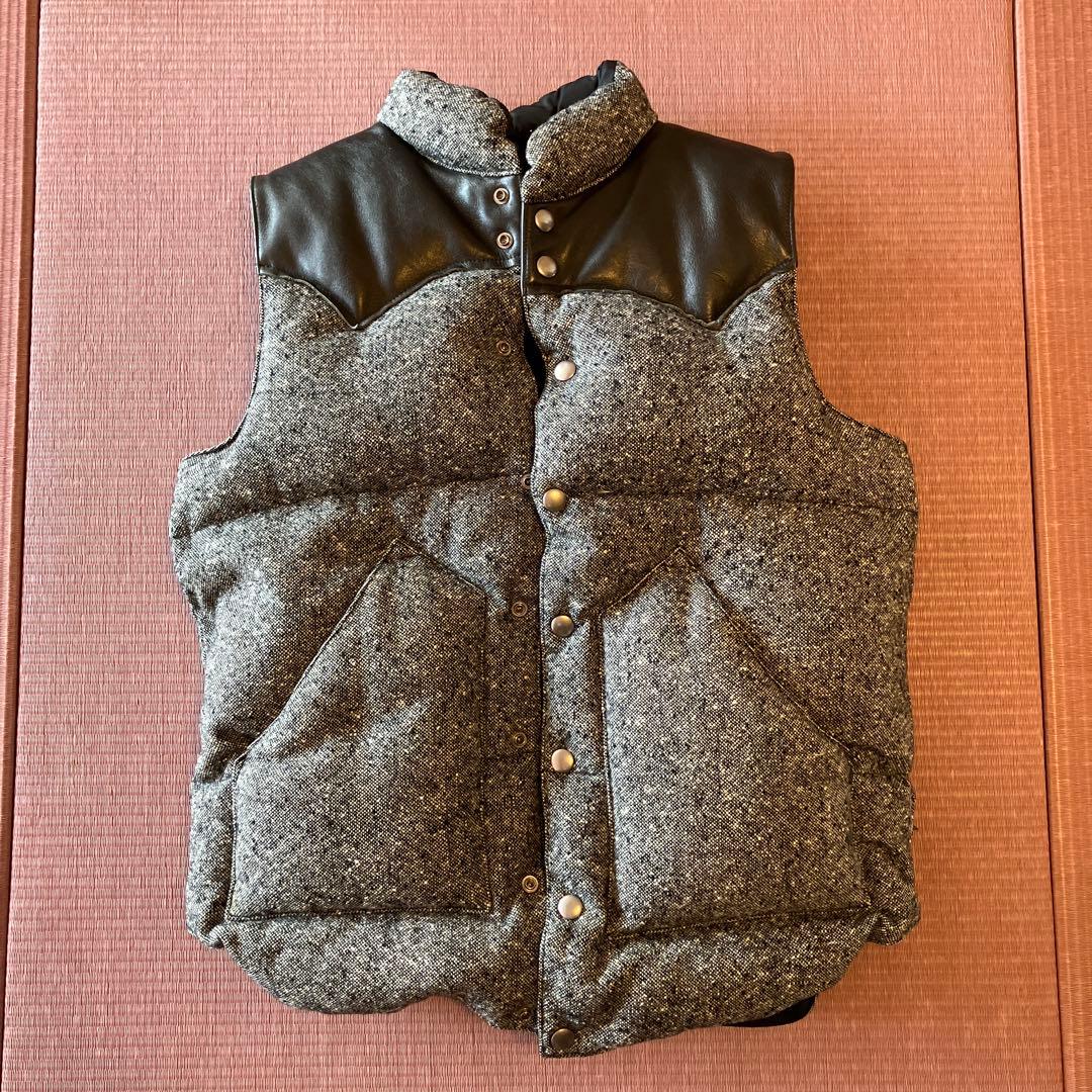 u*k様 ウール混合レザースタンドカラー ダウンベスト