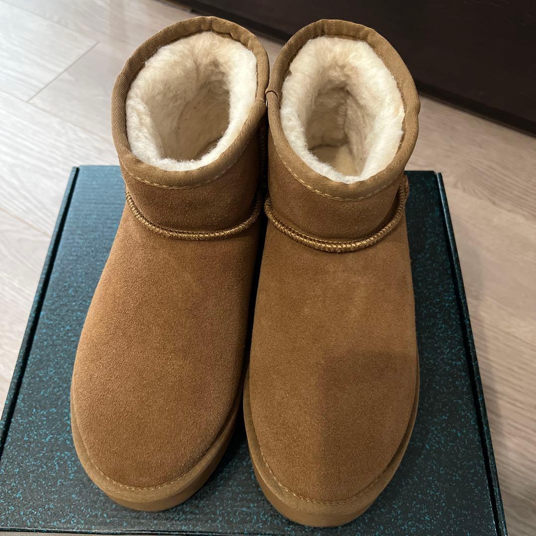 ☆美品 EMU ムートンブーツ　ショート丈　厚底 25cm US8 チェスナット