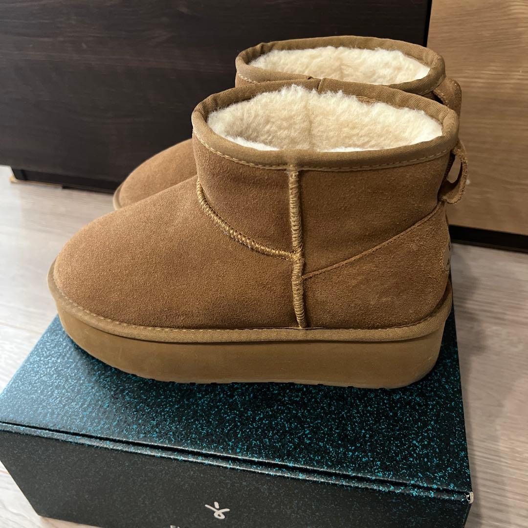 ☆美品 EMU ムートンブーツ　ショート丈　厚底 25cm US8 チェスナット