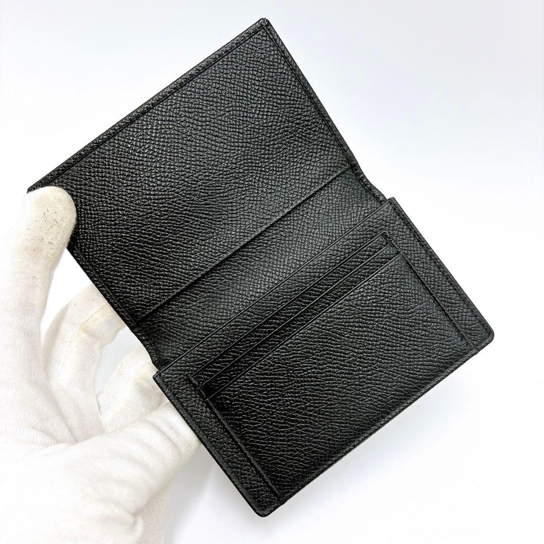 極美品 ＊ BVLGARI ブルガリ 型押しロゴ レザー 名刺入れ ブラック
