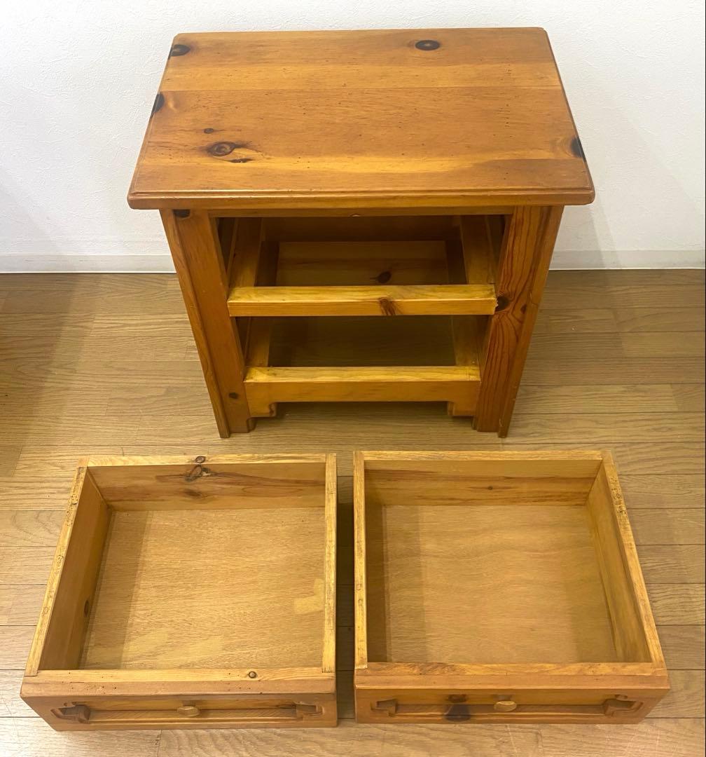 アンティーク カントリー パイン無垢材 チェスト サイドテーブル コンソール