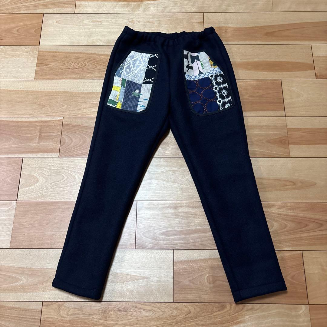 ミナペルホネン　パッチワーク　あったか起毛ウールパンツ　ハンドメイド