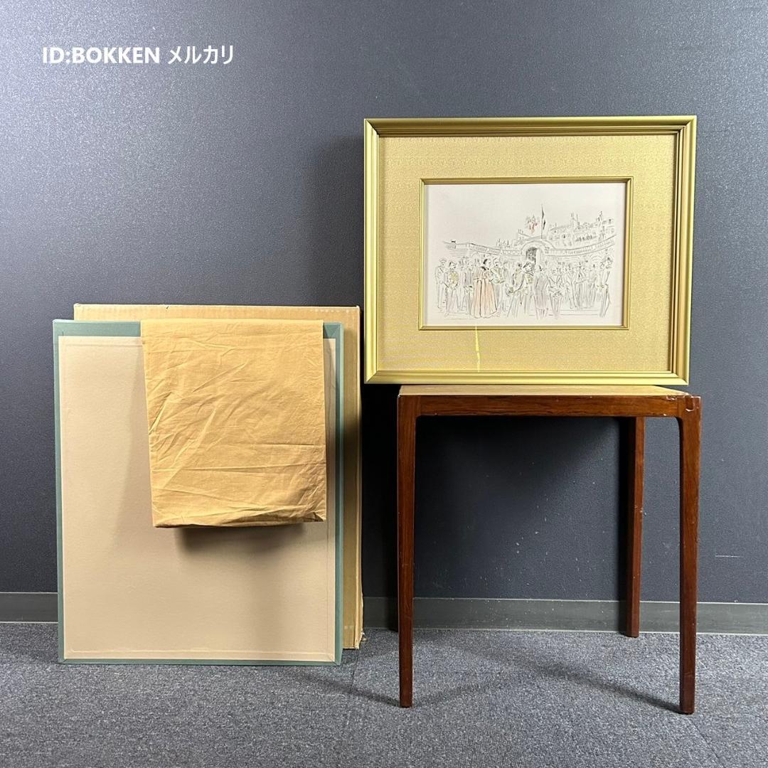 美品 藤田嗣治「魅せられたる河 エリゼ宮」手彩銅版画 レオナール・フジタ パリ