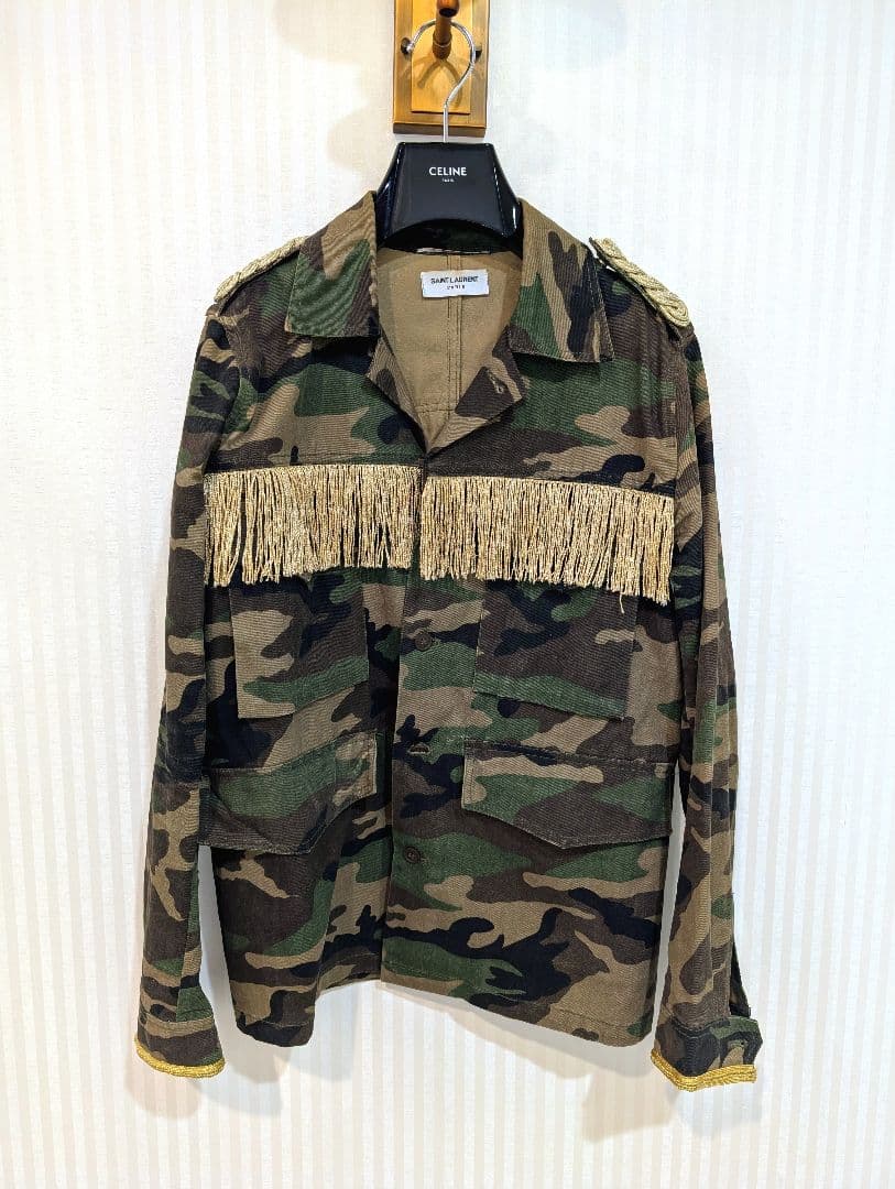 【三代目登坂着】激レア サンローランパリフリンジ ミリタリージャケット エディ