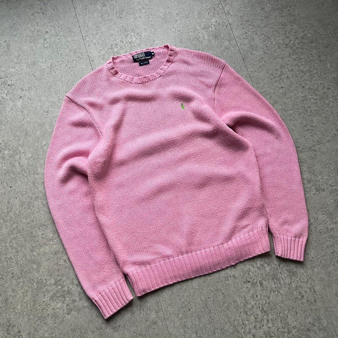 90s Ralph Lauren ポロバイラルフローレン コットンニット ピンク