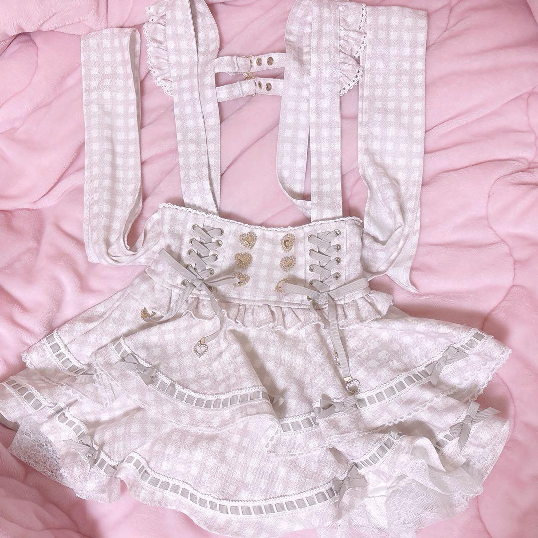 リズリサ はしごリボンギンガムティアードスカパン ピンク