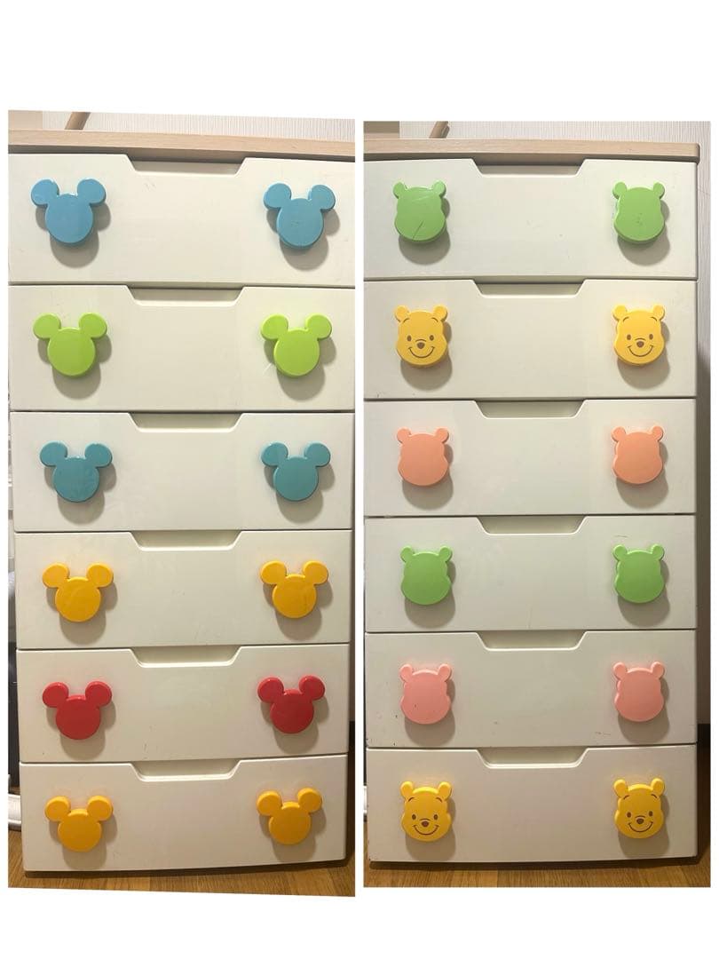 送料込み　アイリスオーヤマ ミッキー プーさん　キッズチェストMHG-555