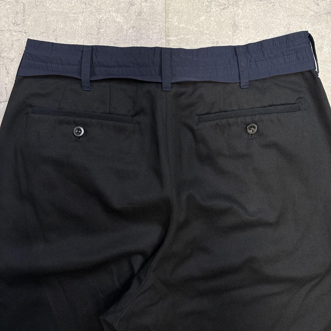 sacai サカイ ナイロン切替 ワイド テーパードパンツ黒 21AW ３