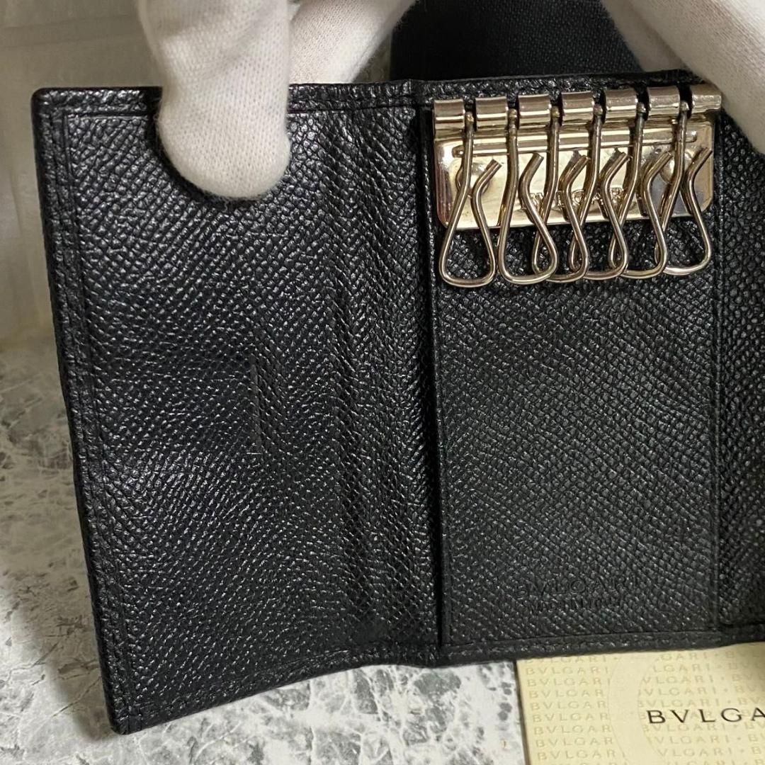 BVLGARI ブルガリ レザー 黒 キーケース 6連 ビーゼロワン 付属品付き