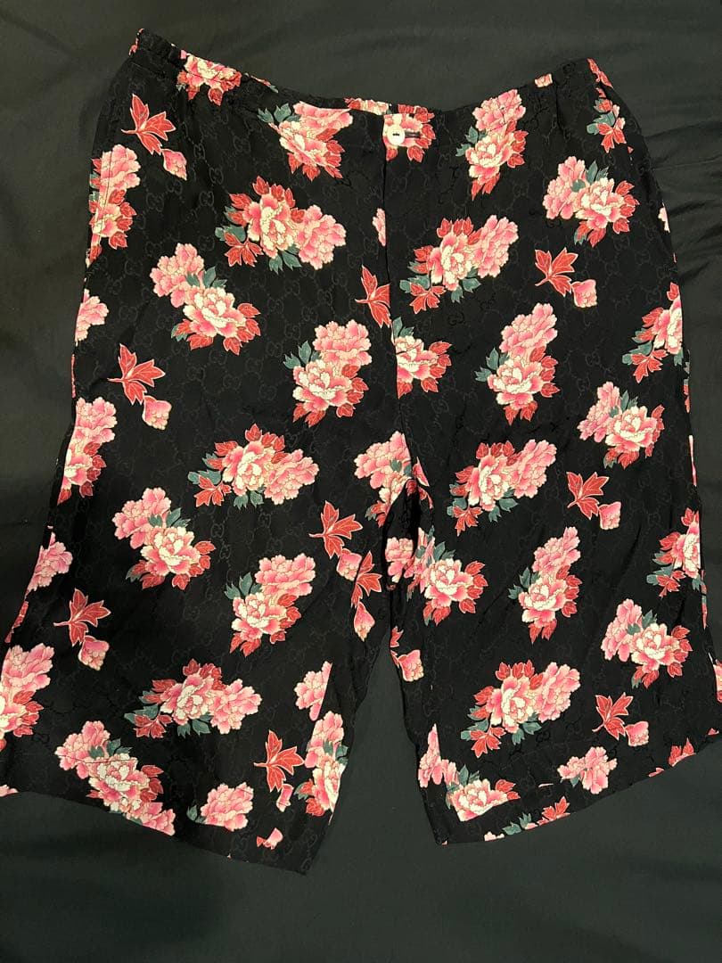 グッチ パンツ 花柄 GG シルク100% 総柄 イタリア製　46サイズ　新品