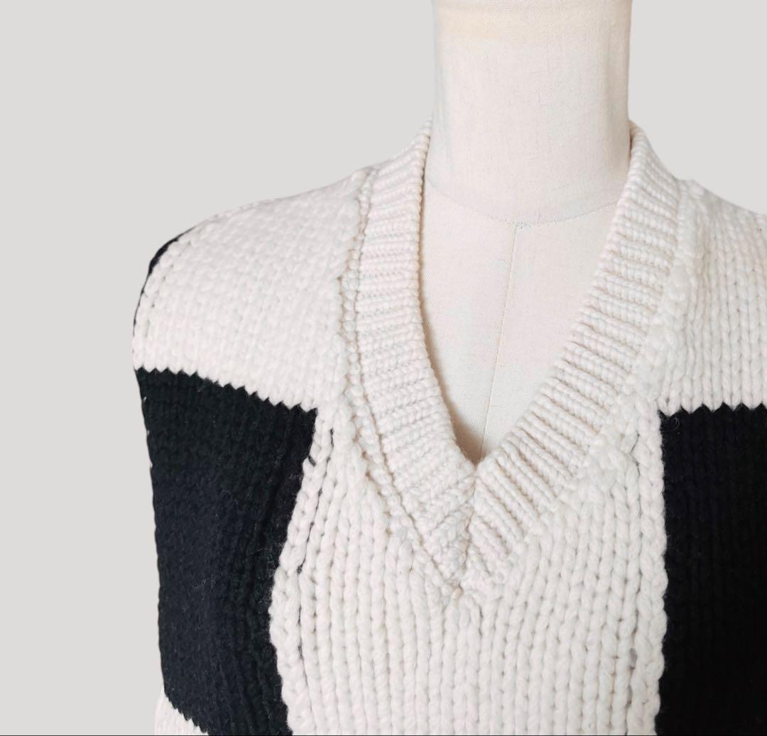 FRAME DENIM 定価6万 市松 チェック ニ　ット ベスト S