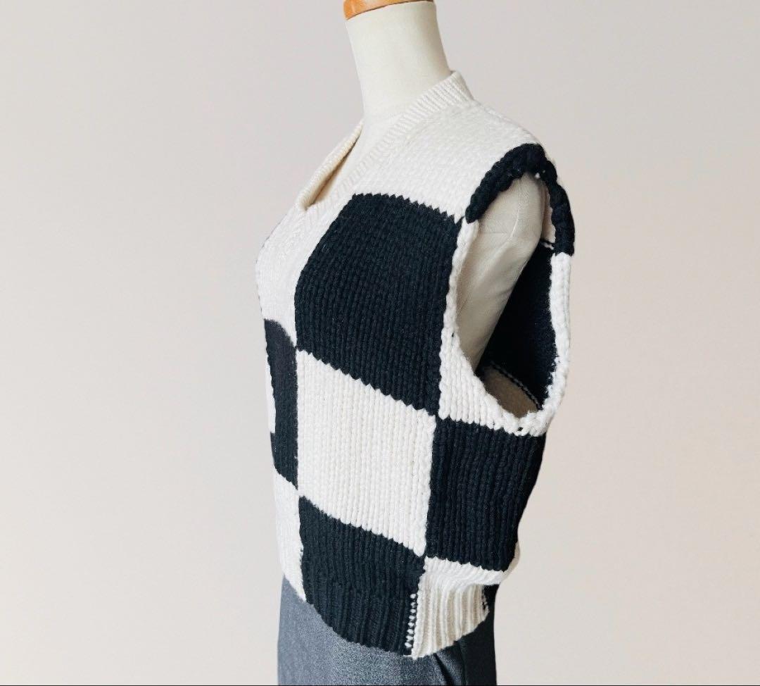FRAME DENIM 定価6万 市松 チェック ニ　ット ベスト S