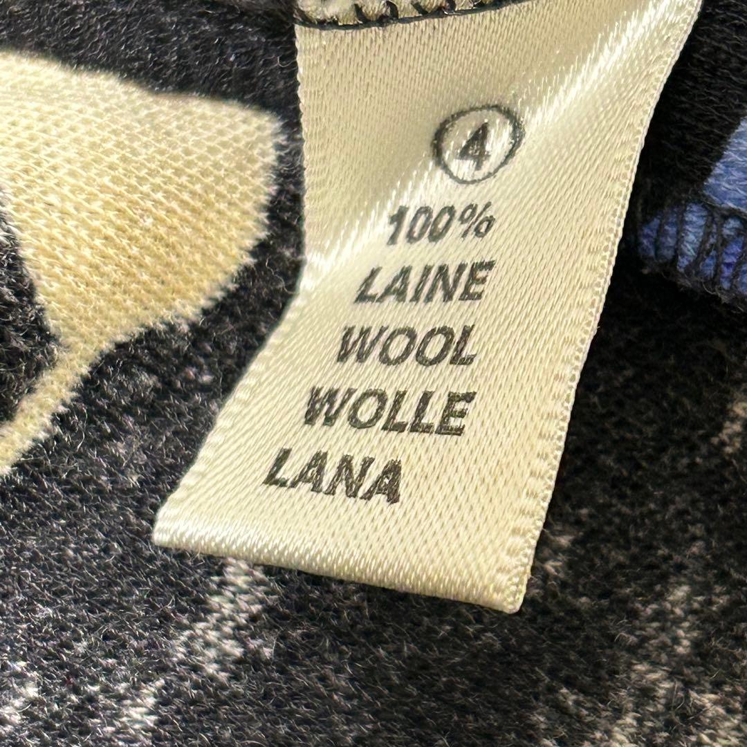 レオナール ウール100％ タートルネック ニット 花柄 ロングワンピース 黒