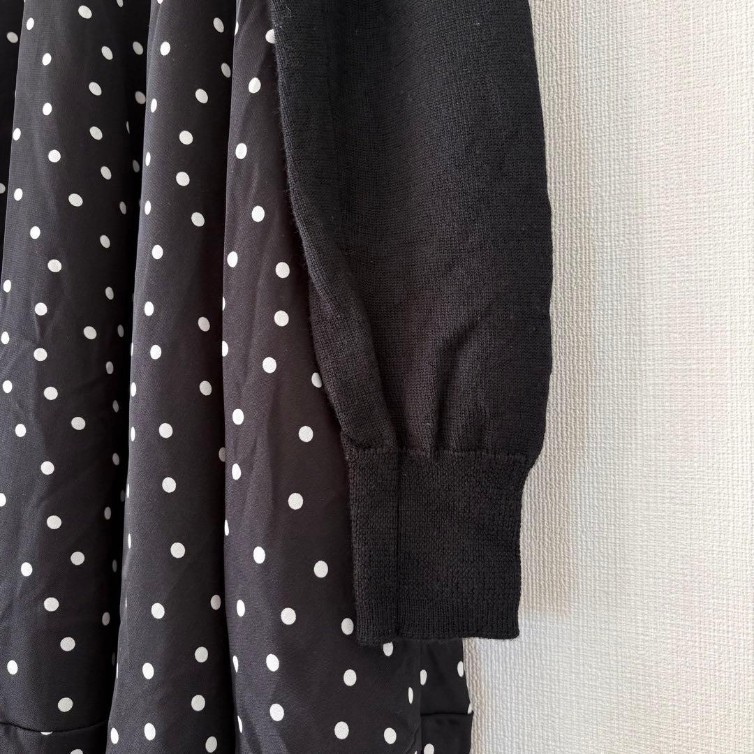 BEARDSLEY ビアズリー ドットマルワンピース 黒 白 フリー　コクーン