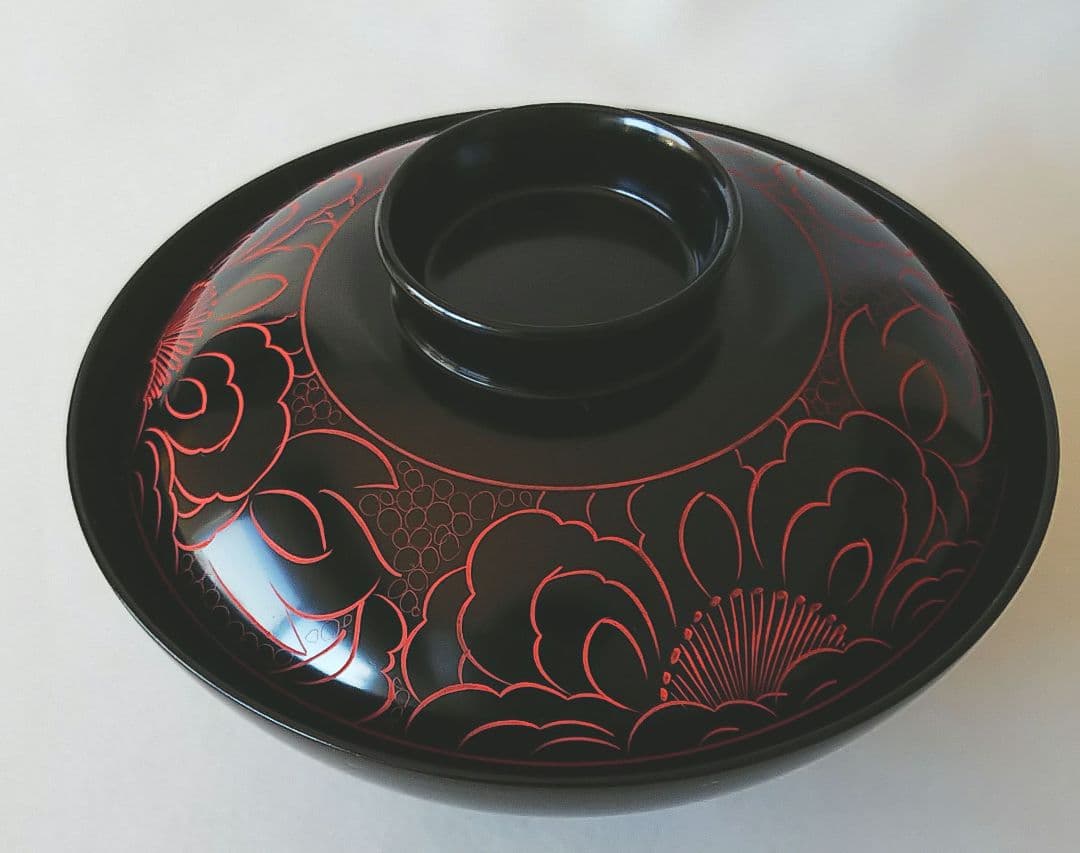 ★おまとめ歓迎★沈朱牡丹彫 ★越前塗★椀 10客★殆んど未使用