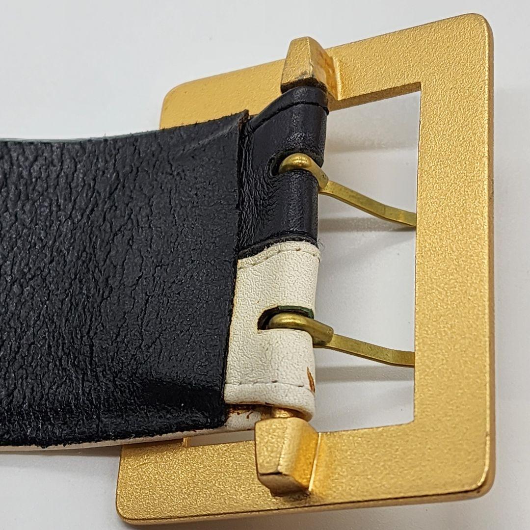 【 激レア☆ 】 シャネル　レザーベルト　モノトーン　バイカラー　ゴールド金具