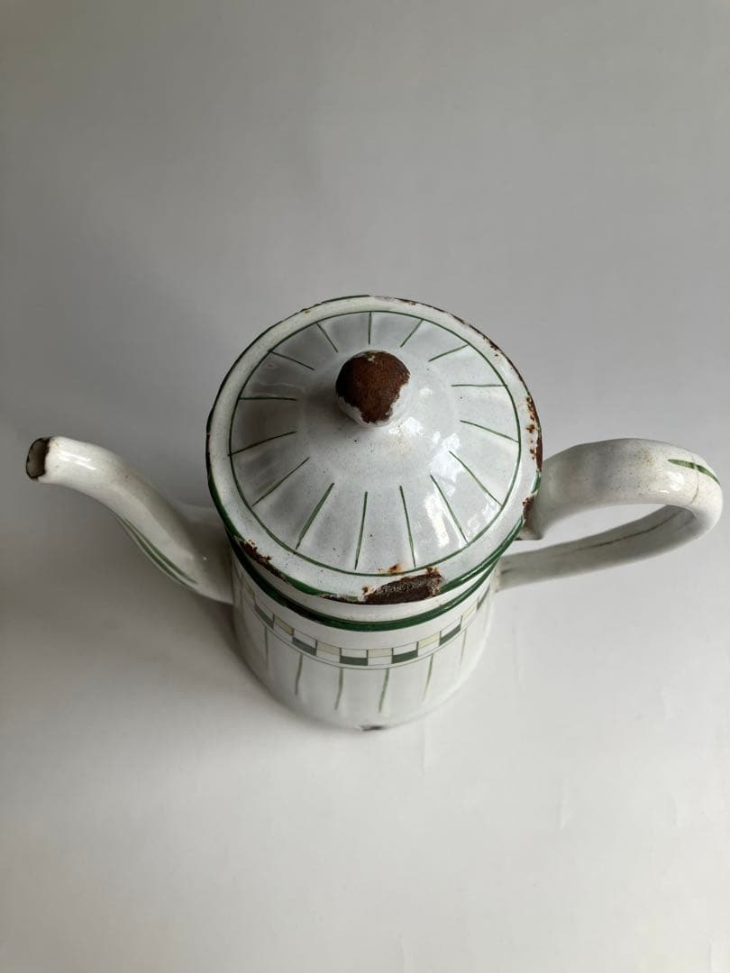 アンティーク　BF(BB)社　小振りなホーローポット　コーヒーポット　琺瑯