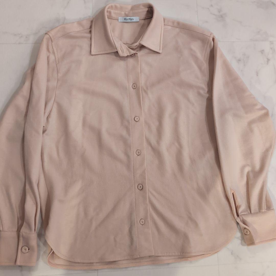 極美品Max Mara マックスマーラ ウールシャツ パステルピンク 白タグ L
