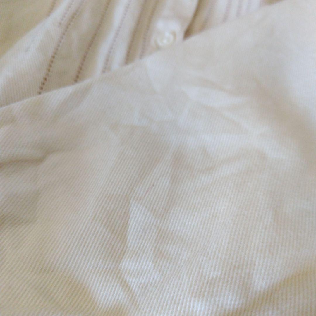 ミナペルホネン　コットンシャツ　ライン　カットワーク刺繍　キナリ　オフホワイト