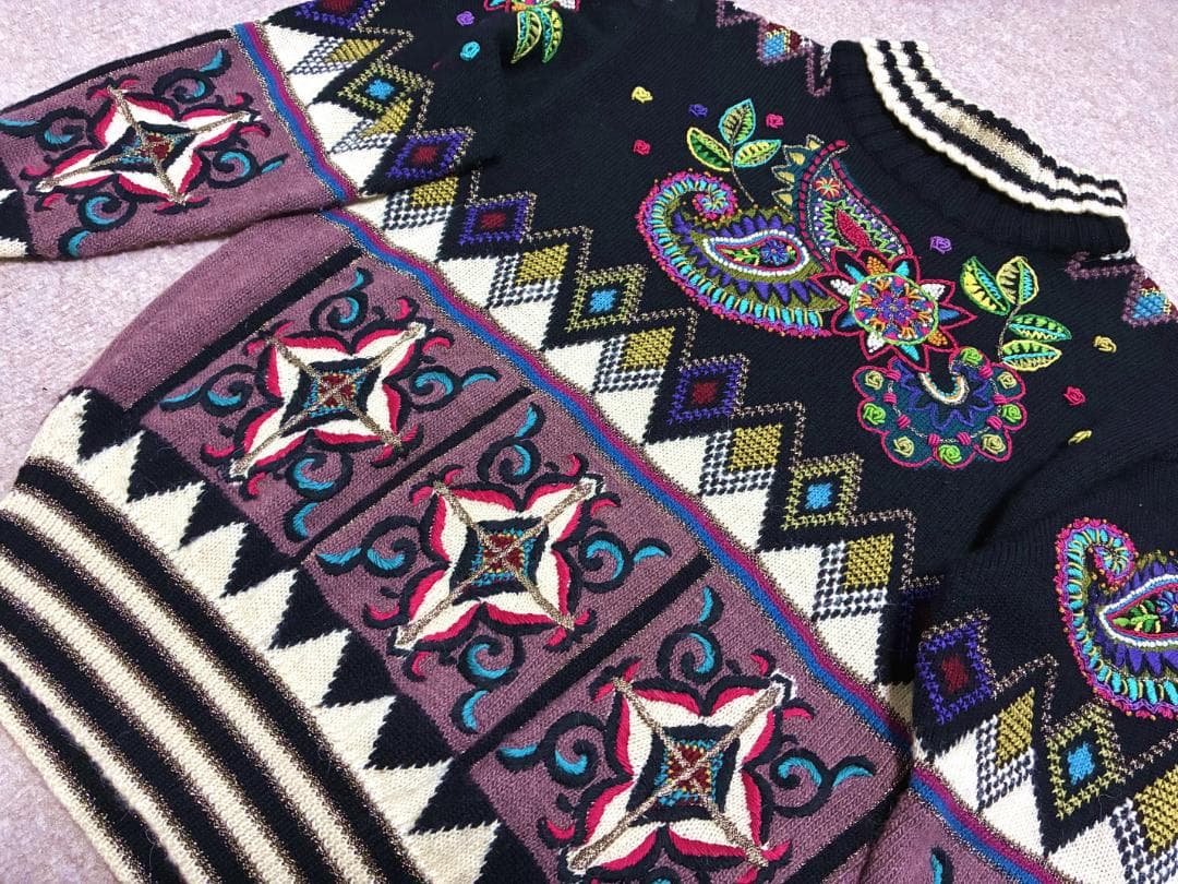 ◆FICCE(フィッチェ) ヨシユキコニシ ペイズリー柄 ハンドニット/美品◆