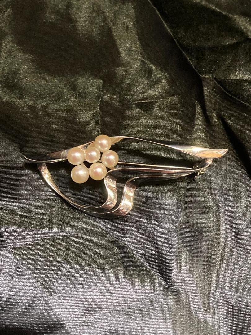 MIKIMOTO ミキモト パール 真珠 6粒 ブローチ シルバー 925