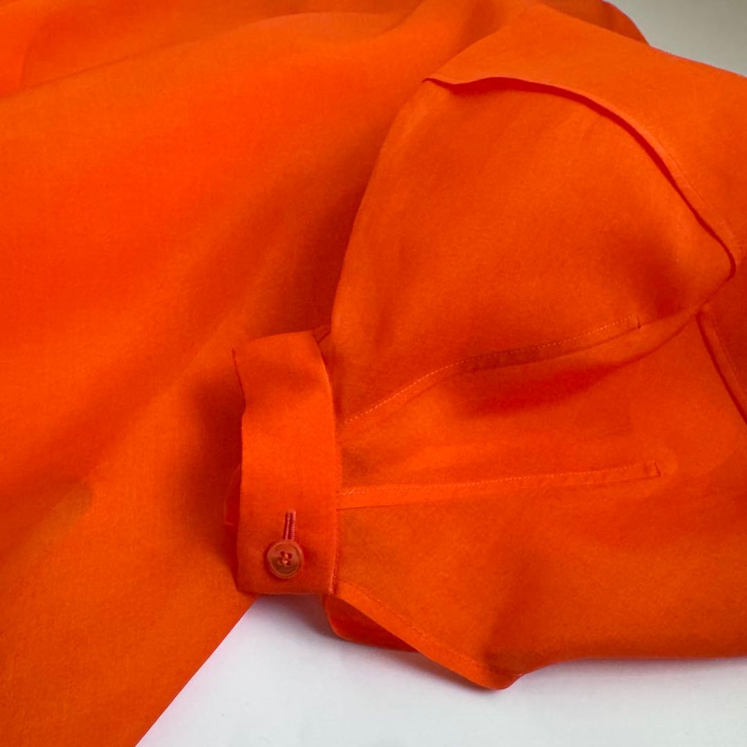 2024ブラミンク シルク100%バックリボンブラウス オレンジ BLAMINK