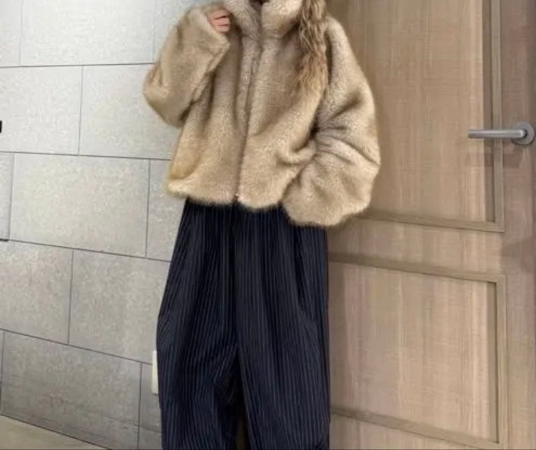 JEANASIS ライトベージュ ファーコート