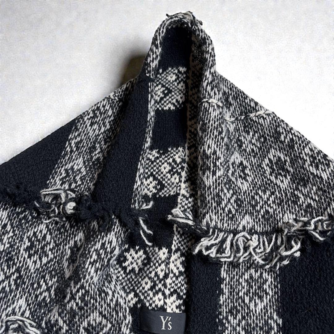 美品 Y's ヨウジヤマモト フリンジ 変形 ニット ベスト ポンチョ ストール