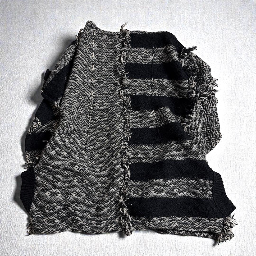 美品 Y's ヨウジヤマモト フリンジ 変形 ニット ベスト ポンチョ ストール