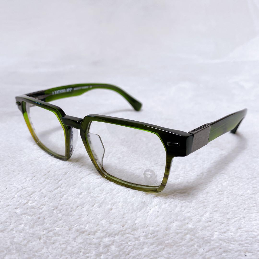 希少　A BATHING APE エイプ　伊達メガネ　サングラス　グリーン　ロゴ