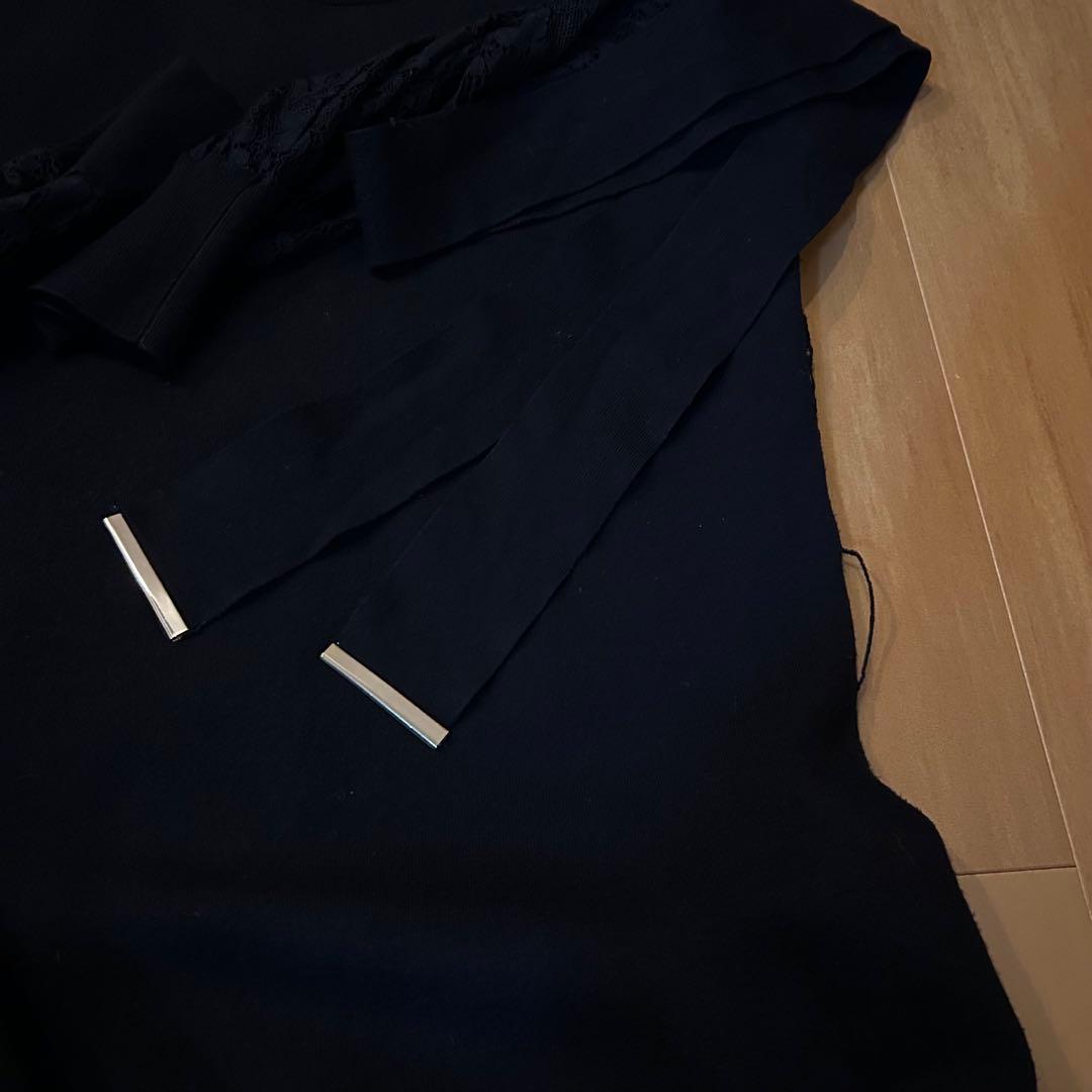 ピンキー&ダイアン 袖レース ハイネック ニットワンピース ドレス お呼ばれ