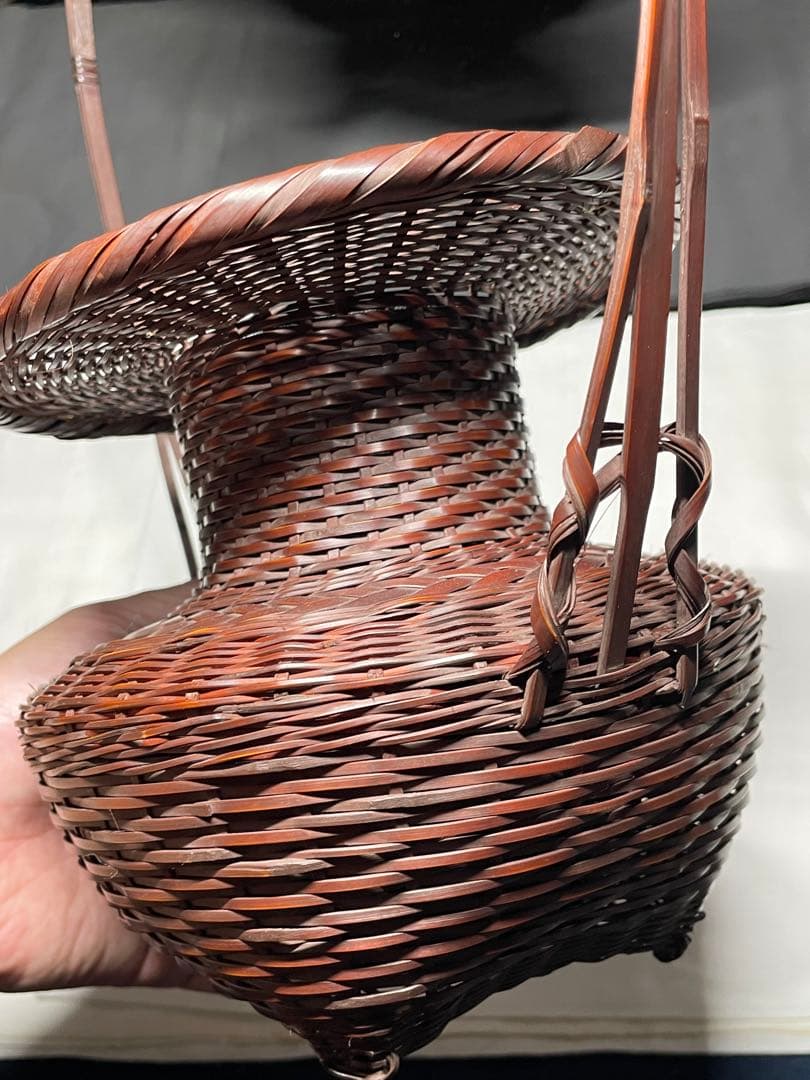 花籠。竹。美品。華道具、茶道具。舊家蔵出し。