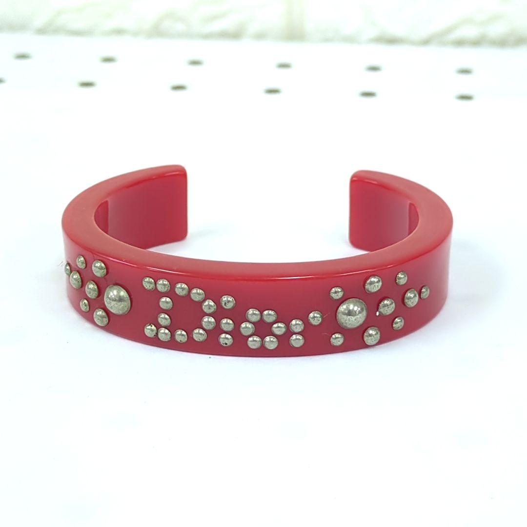 Dior ディオール ロゴバングル ラインストーン レッド