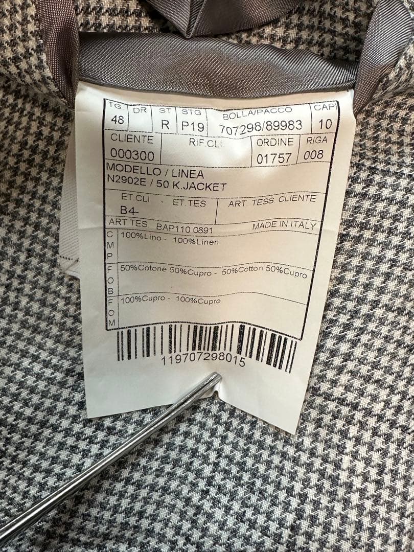 【美品】BOGLIOLI MILANOグレーハウンドトゥースリネンジャケット48