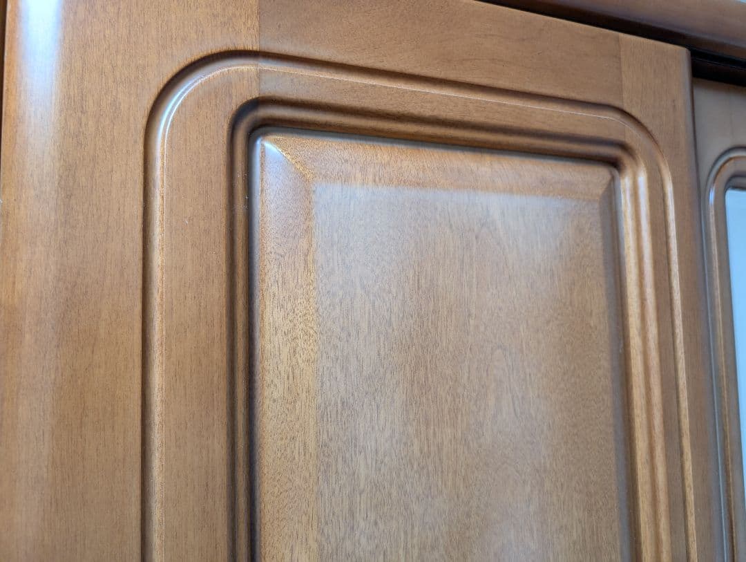 5月処分予定 送料のみ 木製タンス 3ドア 引き戸 大きな鏡付き