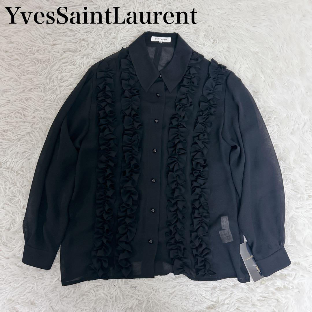 【未使用タグ付き】イヴサンローラン ブラウス シャツ リボン　ポリエステル100