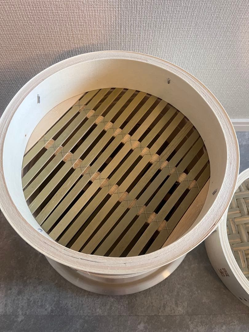 miki【照宝】未使用　白木　せいろ　24㎝　3段＋蓋　蒸し板セット