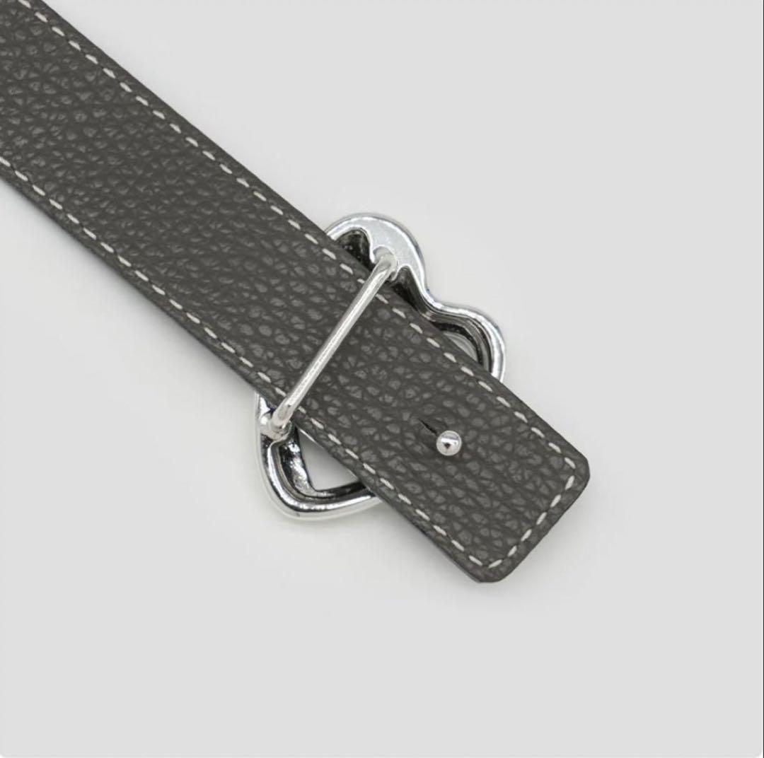 A VACATION ハートバックルベルト ネイビー/グレーxシルバー80cm